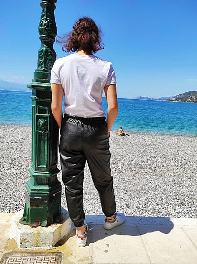 Παντελόνι Δερματίνη με λάστιχο Μαύρο