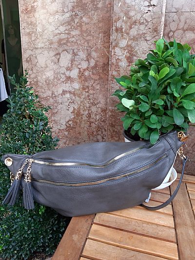 Τσάντα Μεγάλη Μπανάνα Γκρι 