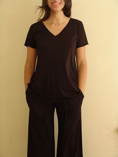 Μπλούζα Φλάμα με V Μαύρη