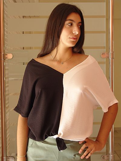 Μπλούζα Δίχρωμη Μαύρο