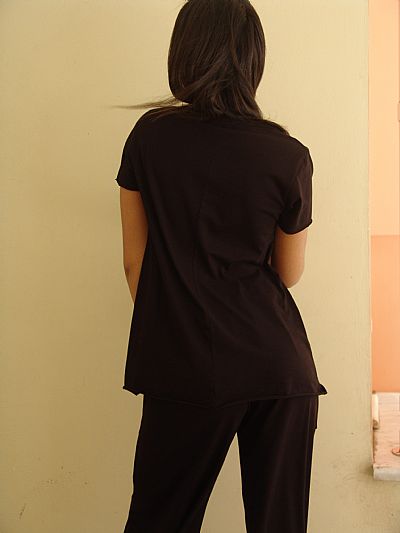 Μπλούζα Φλάμα με V Μαύρη