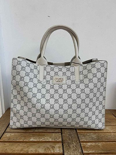 Τσάντα Χειρός Εκρού Λογότυπα