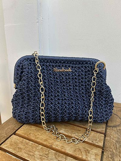 Τσάντα Χειροποίητη Πλεκτή Μπλε