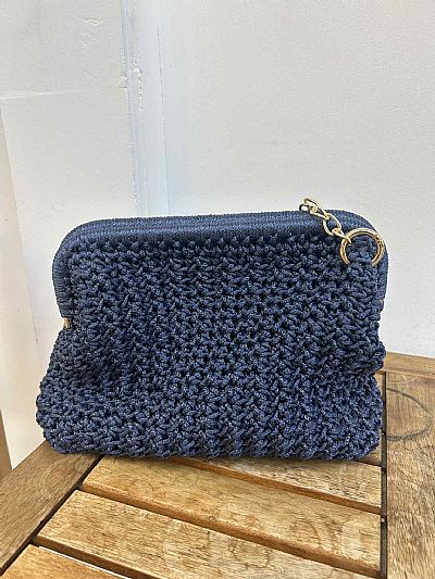 Τσάντα Χειροποίητη Πλεκτή Μπλε