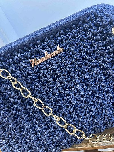 Τσάντα Χειροποίητη Πλεκτή Μπλε