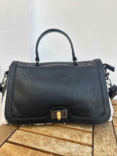 Τσάντα Γούνα Λευκή Μαύρη