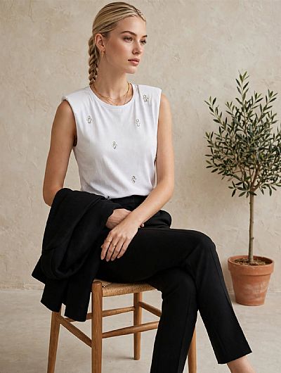 T-shirt Βάτες και Κρυσταλλάκια Ασπρη