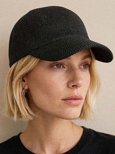 Black Woven Cap - Ψάθινο Μαύρο