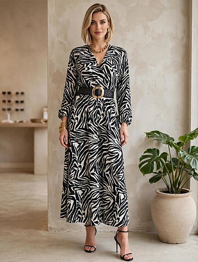 Φόρεμα Μακρύ Animal Print 