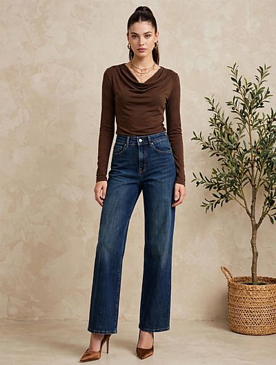 Jean Wide leg Σκούρο