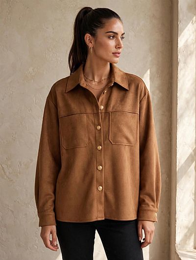 Σακάκι Oversized Σουέντ Ταμπά