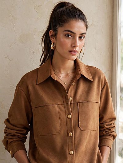 Σακάκι Oversized Σουέντ Ταμπά