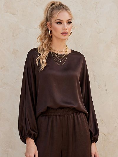 Σετ Σατέν Bronze Καφέ